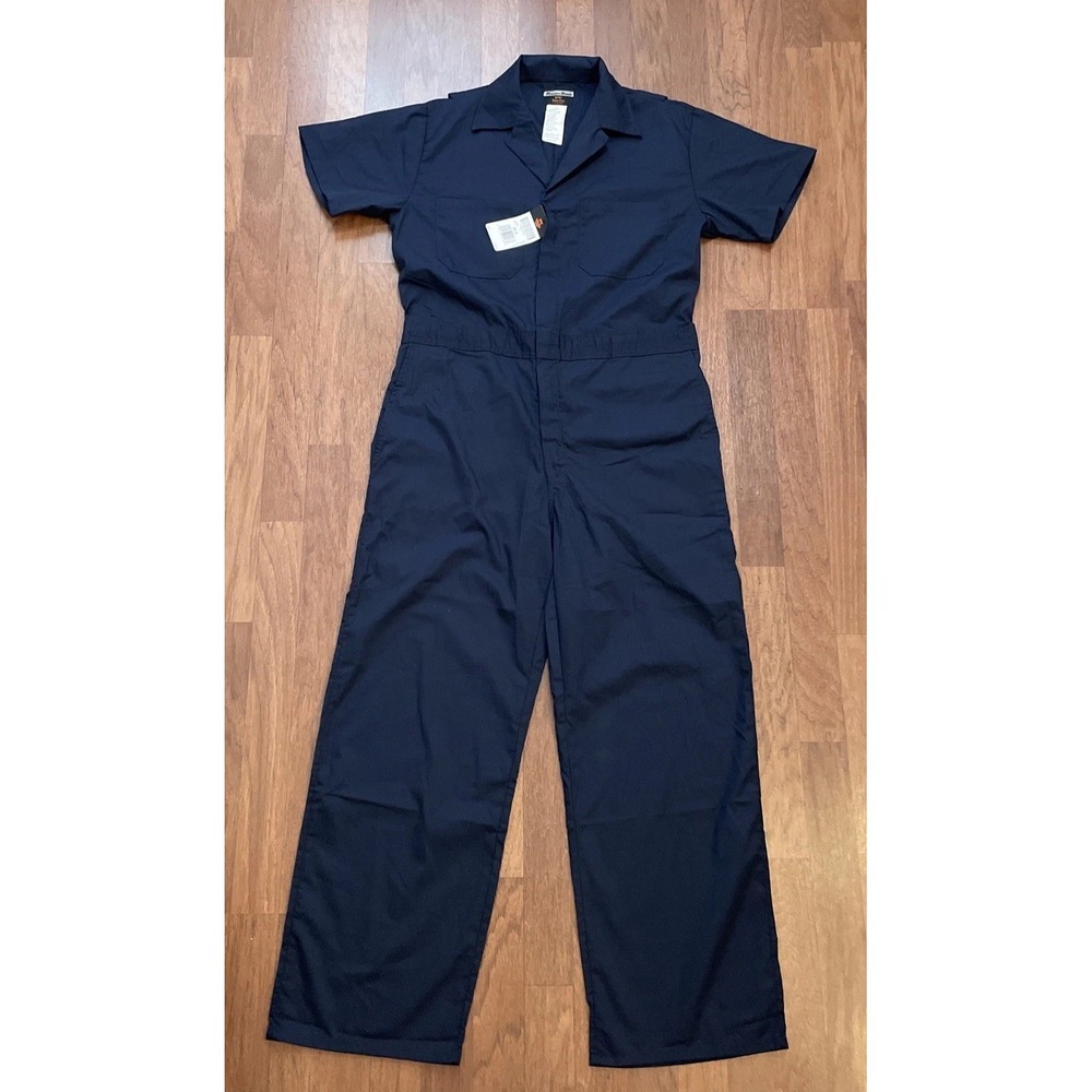 Walls Coveralls 38 Short Master Made Blue Mechanic Work Wear Short Sleeve